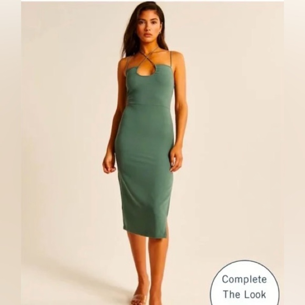 NWT Green Abercrombie Midi Dress with Slit